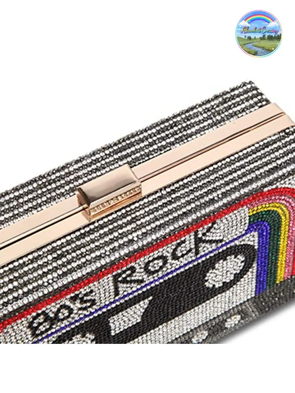 Rhinestone Clutch Crossbody Evening Bag with Detachable Chain & Buckle